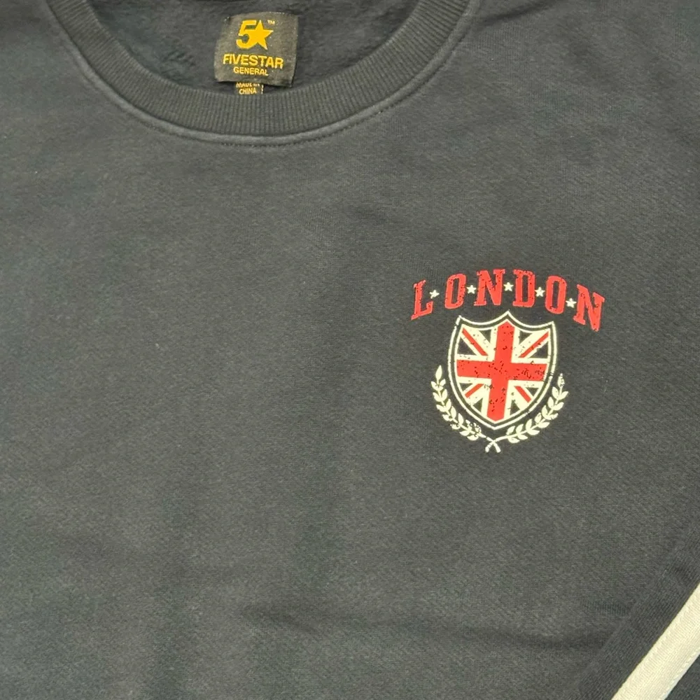 Five Star Women's Navy Sweatshirt with White Stripes - Picture 2 of 6